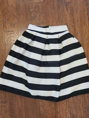 Women's Black and White Striped A-Line Skirt